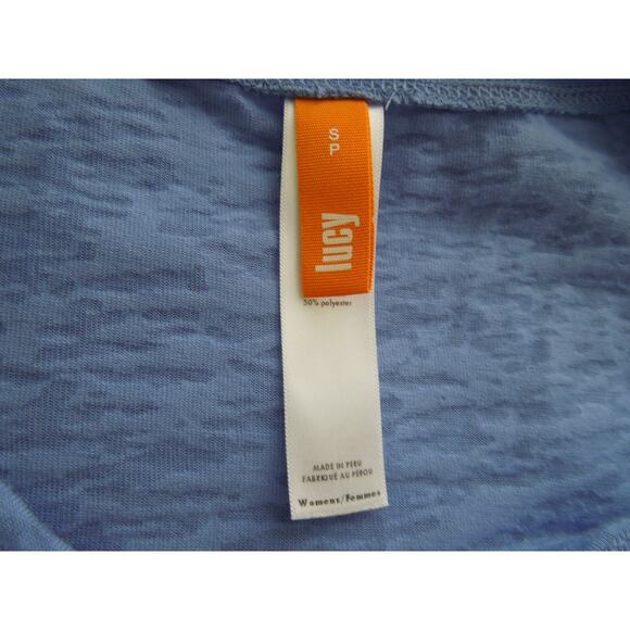 LUCY Top S SMALL Womens Active Sheer Blue V-Neck - Picture 5 of 7